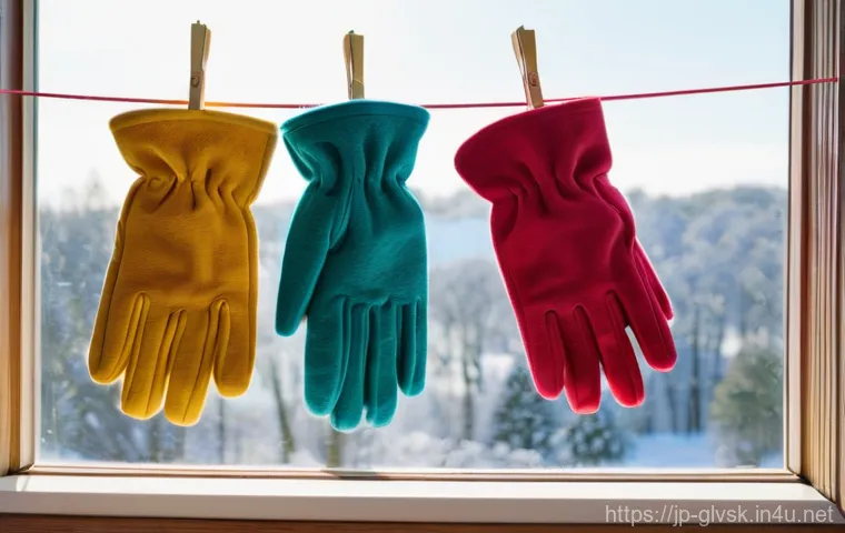 물론 방한 장갑 유지 관리법 - **Prompt:** A cozy indoor scene featuring a person, seen from the waist up, gently handwashing a pai...