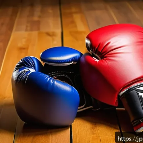 복싱 장갑과 격투기 장갑 차이 - A detailed close-up image of a pair of boxing gloves and mixed martial arts (MMA) gloves side by sid...